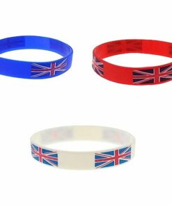 3 x Union Jack Flag Silicone Wristbands