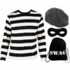 Adult Burglar Thief T shirt Swag Bag Mask & Cap