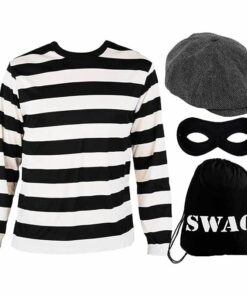 Adult Burglar Thief T shirt Swag Bag Mask & Cap