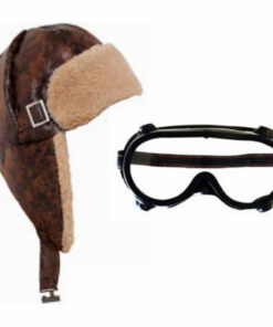 1940's World War II Distressed Aviator Cap & Goggles