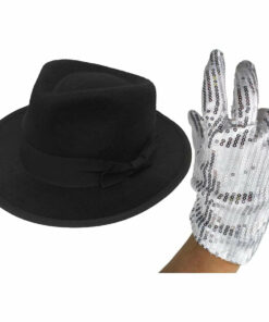 Michael Jackson 1980s Pop Idol Hat Sequin Glove Fancy Dress Accessories