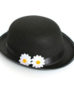 Teacher Pupil Mary Poppins Nanny Bowler Hat with Daisies