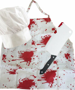 Halloween Bloody Butchers Apron Hat & Cleaver Set