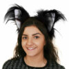 Black Cat Furry Ears on Headband