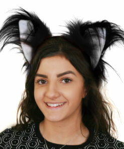 Black Cat Furry Ears on Headband