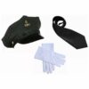Chauffeur Driver Cap Black Tie White Gloves Set
