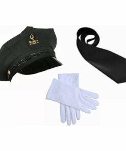 Chauffeur Driver Cap Black Tie White Gloves Set