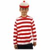 Child's World Book Day Wheres Wally Long Sleeve Red & White T Shirt Hat & Glasses Set