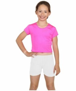 Childs White Stretchy Dance Sport Hot Pants Age 5 - 12 Years