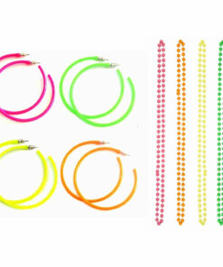 1980's Rave Neon Plastic Beads & Earrings