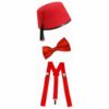 Adult Dr Who Red Fez Hat, Bow Tie & Braces Set