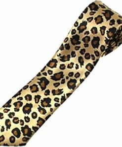 Leopard Gold Neck Tie Wild Animal Print Safari Lion King Novelty