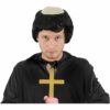 Mens Monk Balding Wig & Gold Cross Set