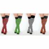 Ladies Red White Orange White Black Green Striped Over the Knee Socks