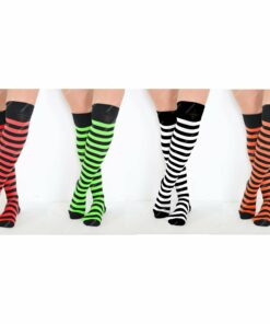 Ladies Red White Orange White Black Green Striped Over the Knee Socks