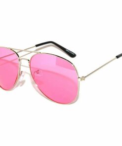 Pink Lenses Aviator Sunglasses with Metal Frame