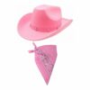 Ladies Pink Cowboy Hat with Pink Paisley Bandana