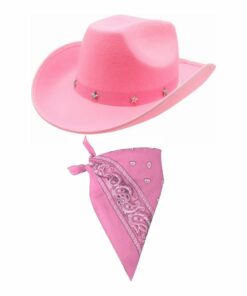 Ladies Pink Cowboy Hat with Pink Paisley Bandana