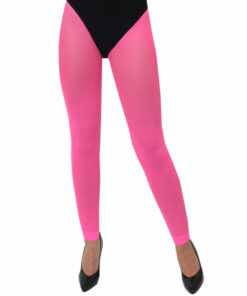 Ladies 1980s Neon Pink Footless Tights