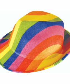 Adult Multi Coloured Rainbow Design Trilby Hat