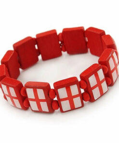 England St Georges Flag Wooden Elasticated Bracelet