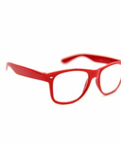 Red Square Framed Geek Glasses with Clear Lenses