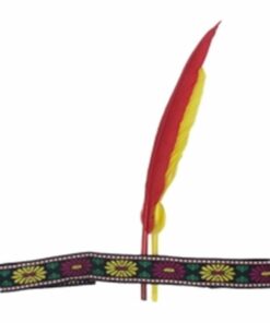 Red Indian Headband with Feather