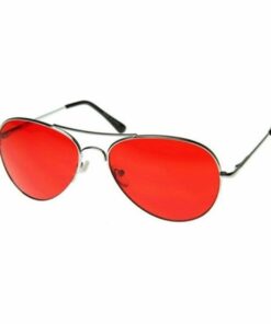 Red Lenses Aviator Sunglasses with Metal Frame