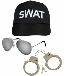 SWAT Team FBI Special Agent Cap Sunglasses & Handcuffs Set