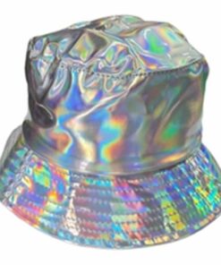 Adult Holographic Silver Shiny Festival Bucket Hat