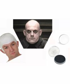 Uncle Fester White Bald Cap Black Face Paint