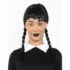 Ladys Black Plaits Wednesday School Girl Wig