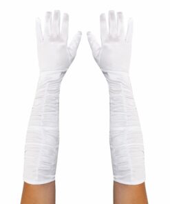 Red White Black Ruched Long Satin Flapper Gloves