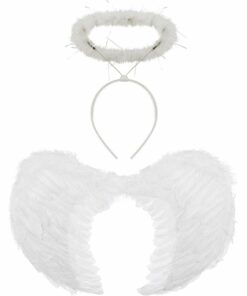White Feather Angel Wings with Halo