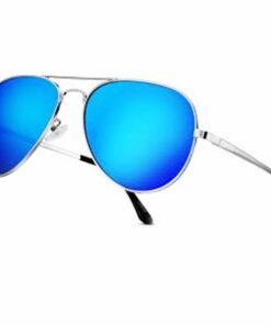 Blue Lenses Aviator Sunglasses with Metal Frame